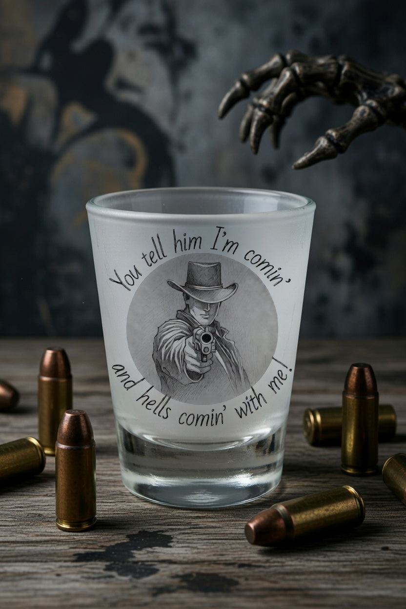 Hells comin' with me Shotglass